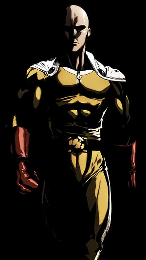 Saitama from One Punch Man in Dramatic High-Contrast Comic Art Style, Saitama One Punch Man, one punch man android HD phone wallpaper