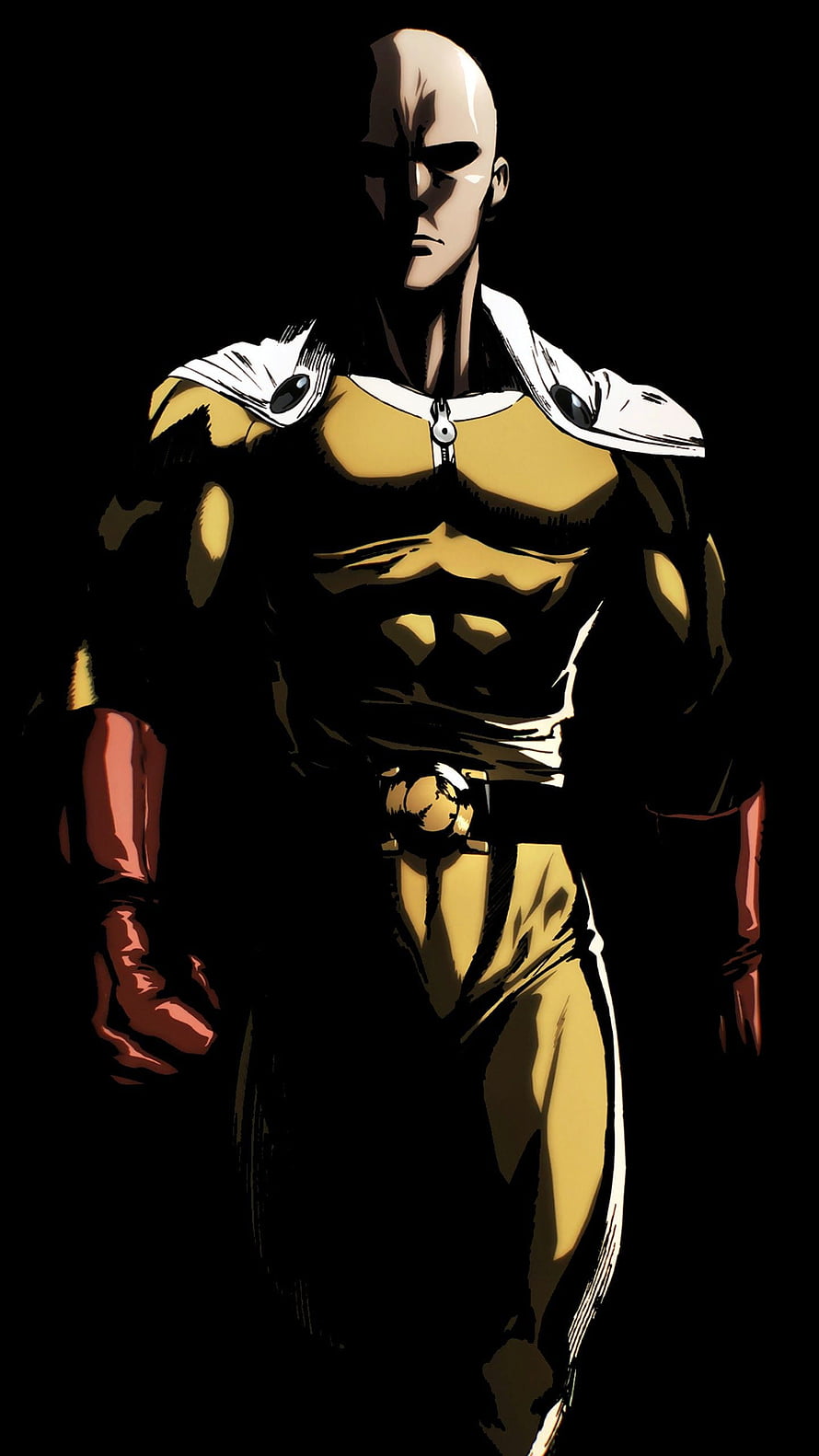 Saitama from One Punch Man in Dramatic High-Contrast Comic Art Style HD phone wallpaper