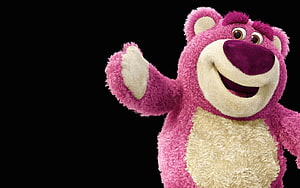 Lotso the Pink Bear from Toy Story 3 Waving on Black Background HD wallpaper