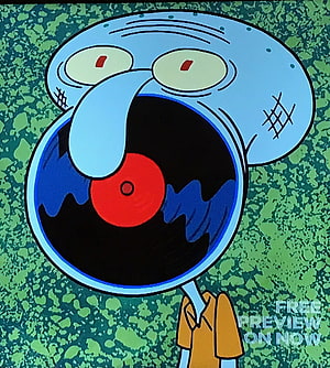 Squidward Tentacles with Spotify Logo Mouth in Cartoon Style HD phone wallpaper