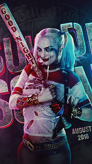 Harley Quinn Suicide Squad Movie Poster Artwork with Baseball Bat HD phone wallpaper