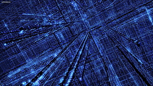 The Matrix Digital Code Rain Blue Futuristic Cyberpunk Background HD wallpaper