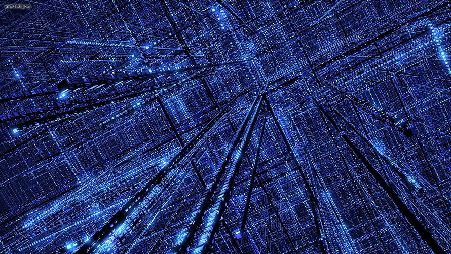 The Matrix Digital Code Rain Blue Futuristic Cyberpunk Background HD wallpaper