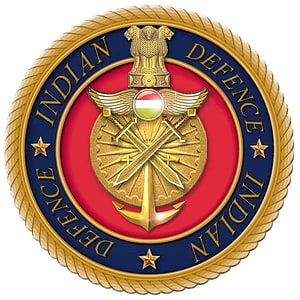 Official Indian Defence Emblem Featuring Ashoka Lion Capital, Anchor, and Crossed Swords HD phone wallpaper