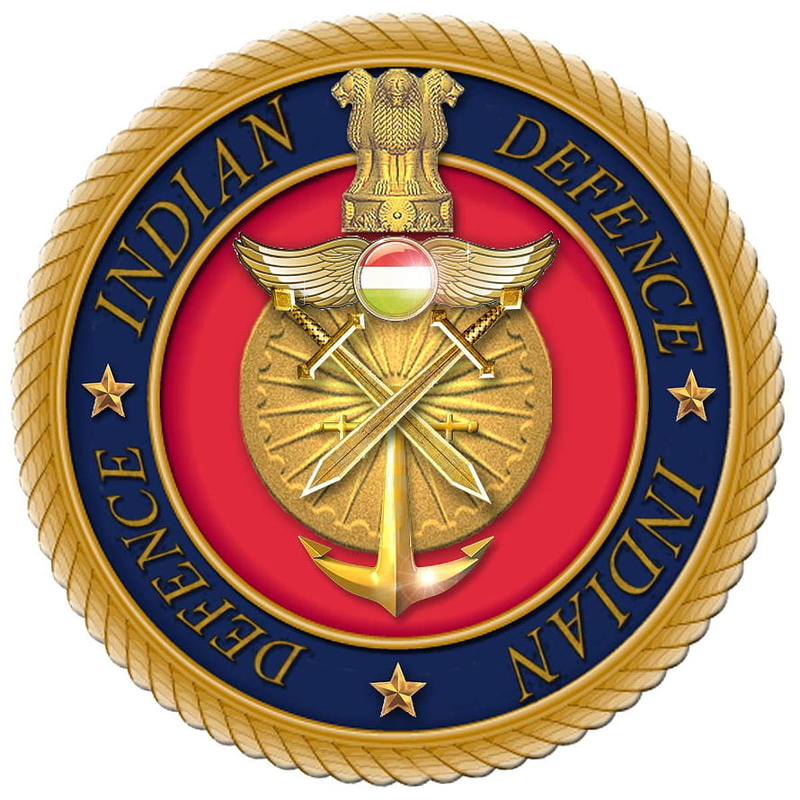 Official Indian Defence Emblem Featuring Ashoka Lion Capital, Anchor, and Crossed Swords HD phone wallpaper