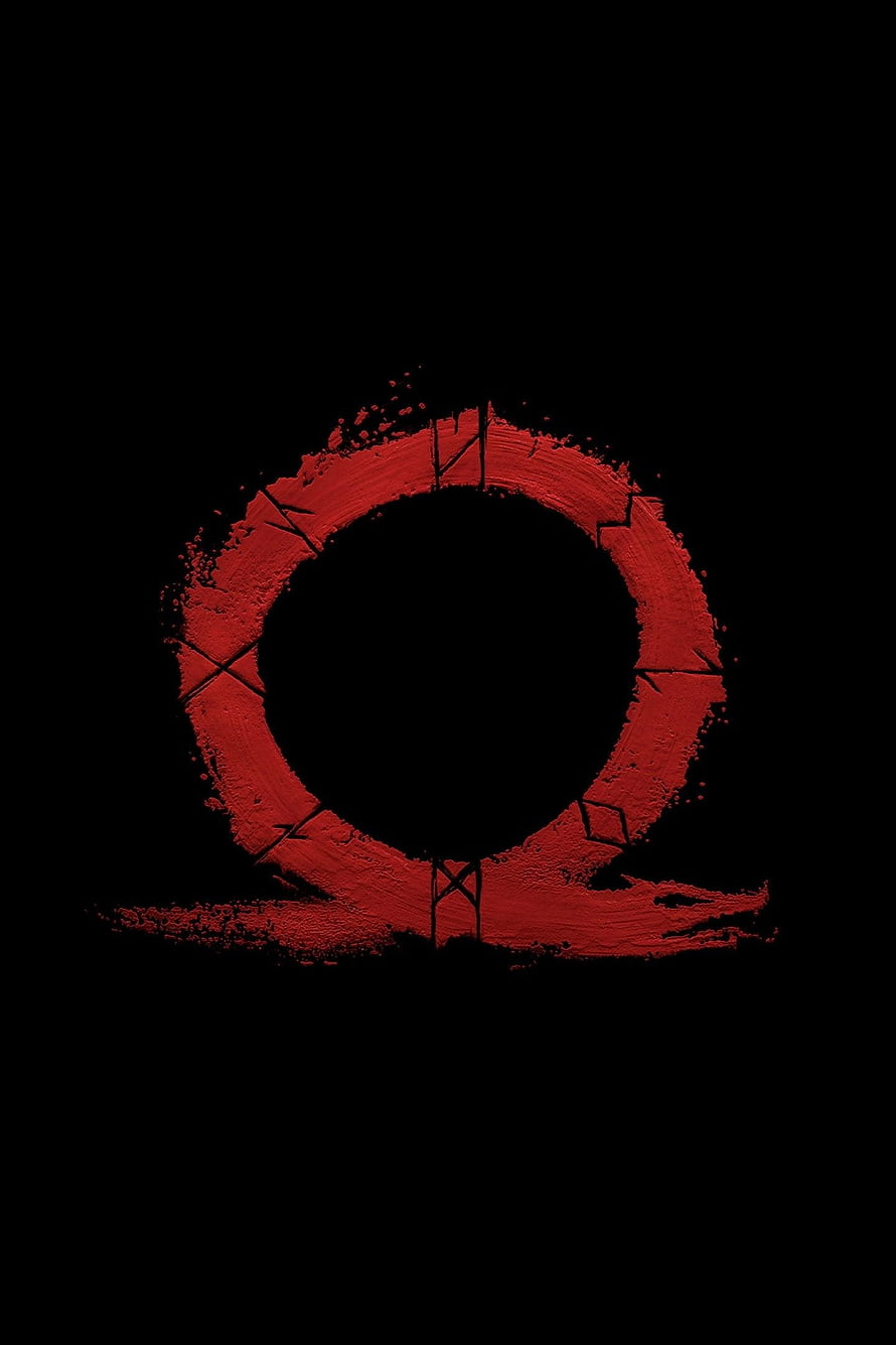 God of War Omega Symbol Minimalist Red Circle on Black Background HD phone wallpaper