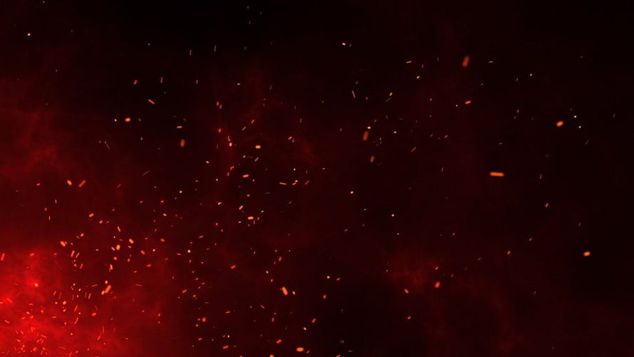 Glowing Red Fire Particles and Embers Drifting Through Dark Smoke HD wallpaper