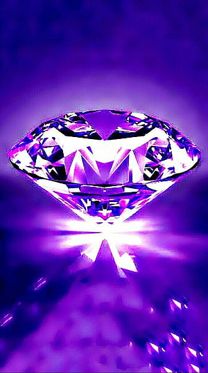 Glowing Purple Diamond with Brilliant Facets and Luminous Reflection on Dark Background HD phone wallpaper