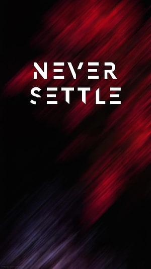 OnePlus Never Settle Slogan on Dark Red Abstract Background HD phone wallpaper