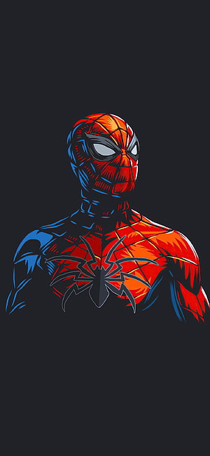 Spider-Man Vector Art Portrait with Bold Red and Blue Suit on Dark Background, spiderman vector, #Spiderman HD phone wallpaper