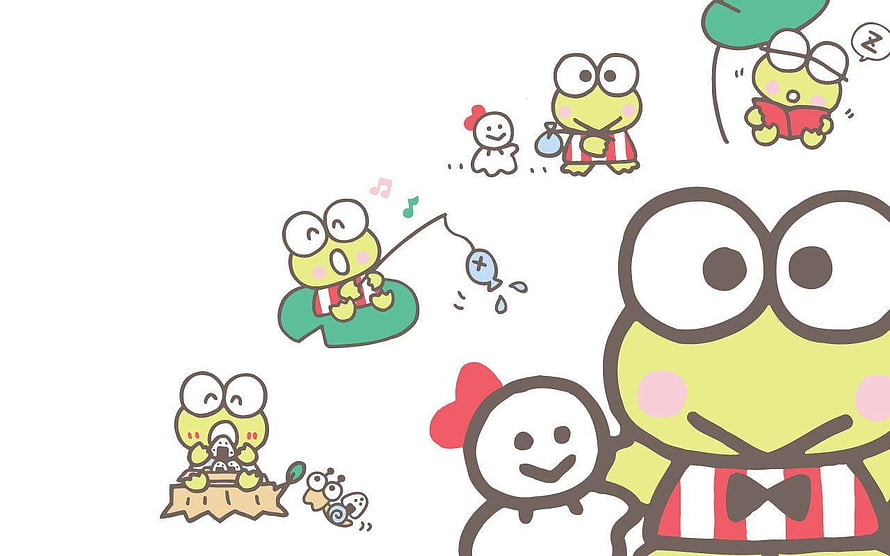 Keroppi and Friends in a Whimsical Kawaii Illustration HD wallpaper