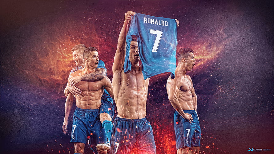 Cristiano Ronaldo Real Madrid Number 7 Jersey Celebration Artwork HD wallpaper