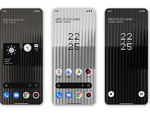 Nothing Phone Dot Matrix Launcher Interface with Monochrome Vertical Stripes HD wallpaper