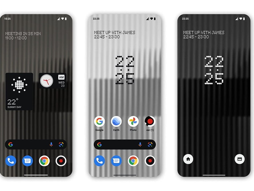 Nothing Phone Dot Matrix Launcher Interface with Monochrome Vertical Stripes HD wallpaper