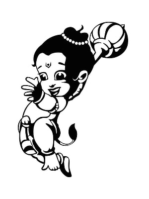 Bal Hanuman Cartoon Illustration: Playful Child Form of the Hindu Deity, Bal Hanuman, hanuman sketch HD phone wallpaper