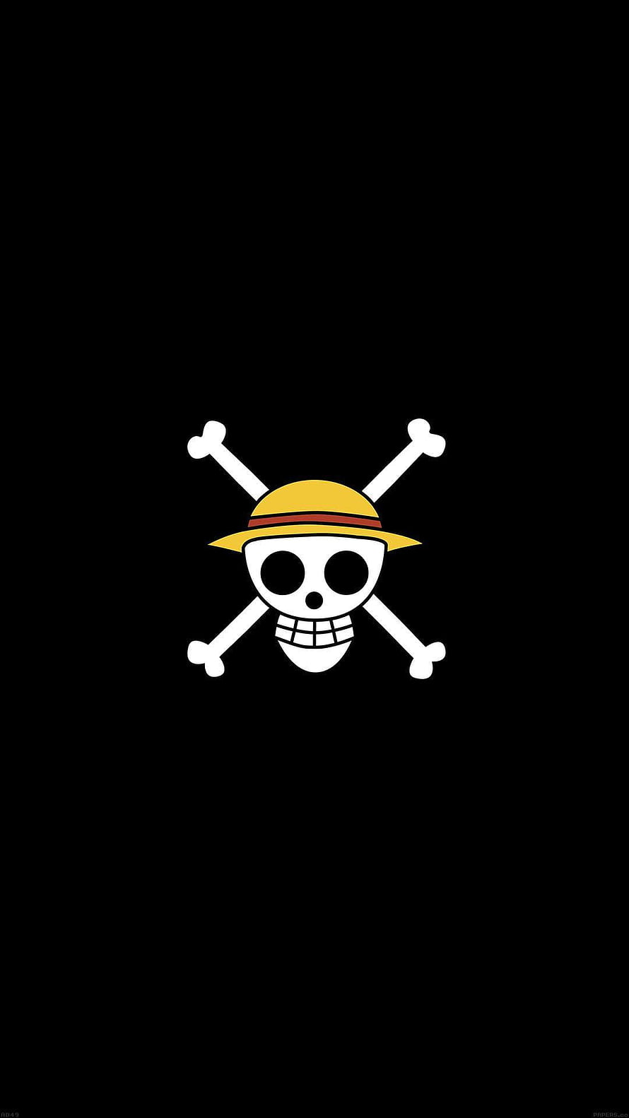 One Piece Jolly Roger Skull and Crossbones Logo on Black Background HD phone wallpaper