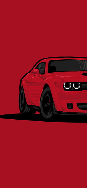 Red Dodge Demon Muscle Car Digital Illustration on Solid Background HD phone wallpaper