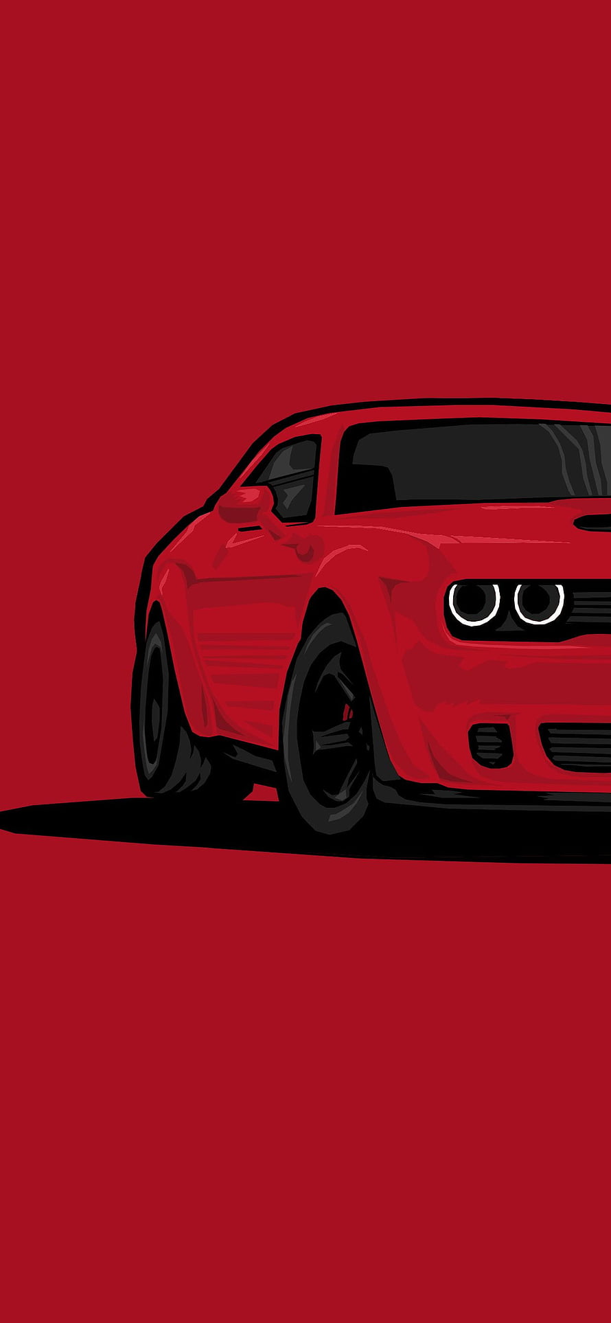 Red Dodge Demon Muscle Car Digital Illustration on Solid Background HD phone wallpaper