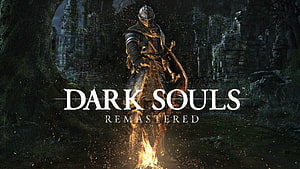 Dark Souls Remastered Knight Standing Before Campfire in Ruined Forest HD wallpaper