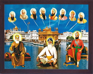 Ten Sikh Gurus and Golden Temple Harmandir Sahib Religious Illustration HD wallpaper