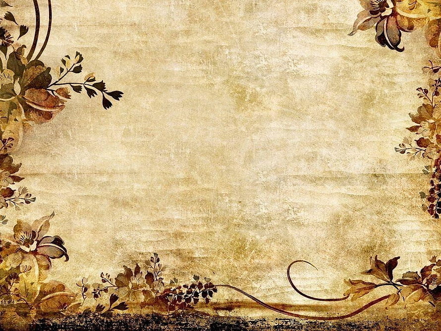 Vintage Floral Border on Aged Parchment Texture with Sepia Tones and Botanical Accents HD wallpaper