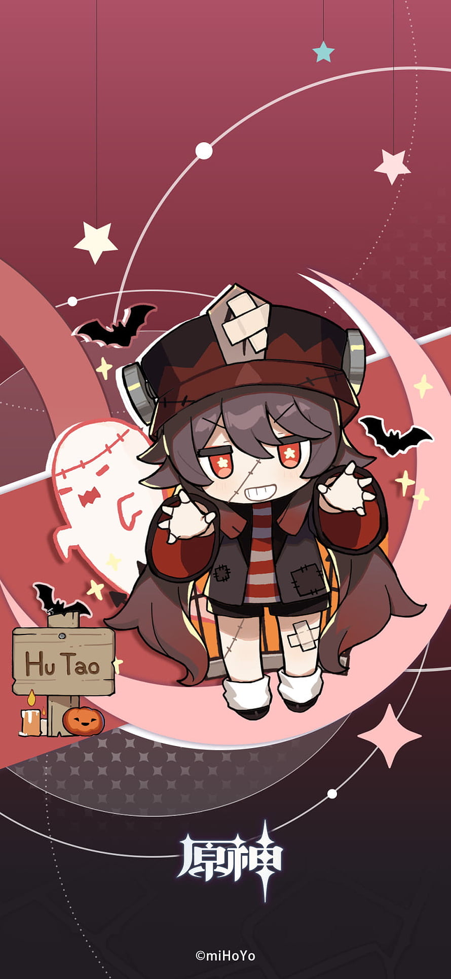 Hu Tao Genshin Impact Chibi Halloween Costume Wallpaper HD phone wallpaper