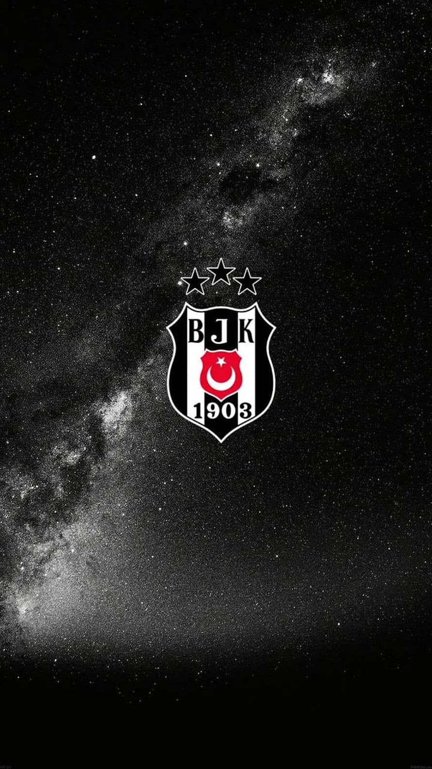 Besiktas JK 1903 Club Crest on Dark Starry Night Sky Background HD phone wallpaper