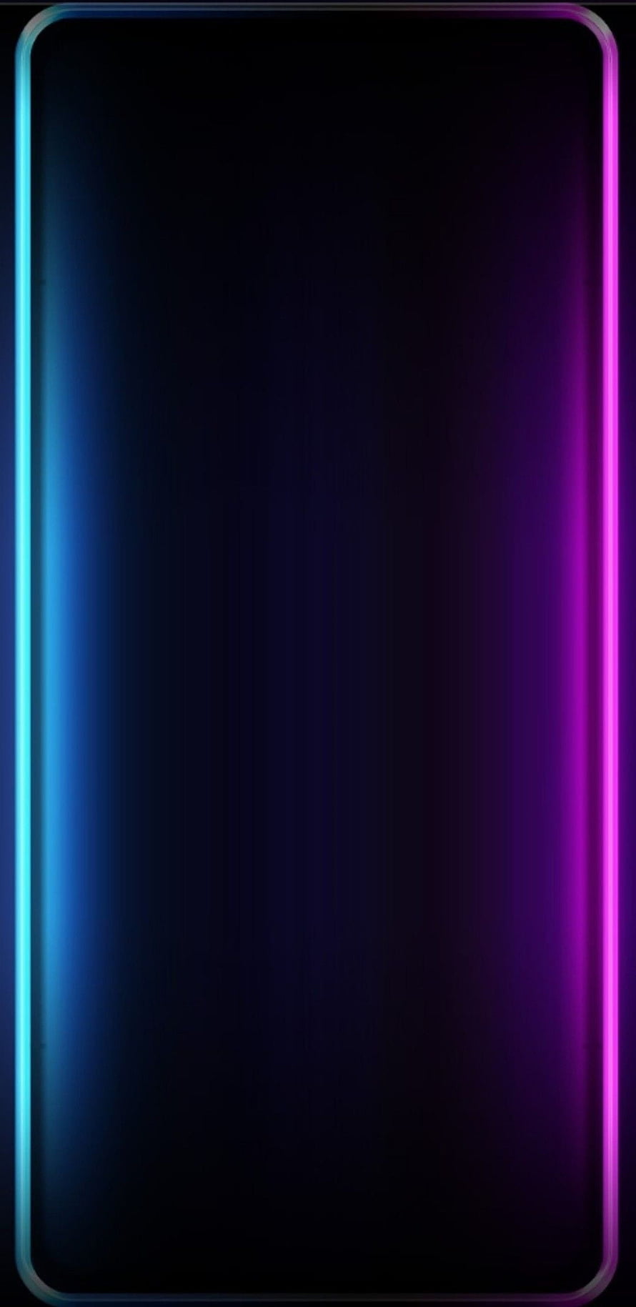 Minimalist Neon Edge Light Frame with Cyan and Magenta Glow on Dark Background HD phone wallpaper