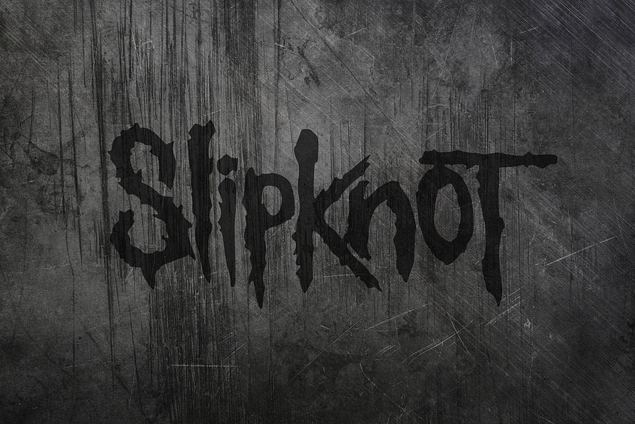 Slipknot Band Logo on Dark Grunge Metal Texture Background HD wallpaper