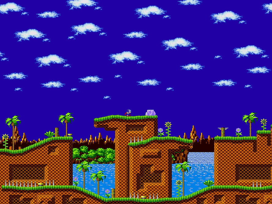 Sonic the Hedgehog Green Hill Zone Classic 16-Bit Platformer Level Screenshot HD wallpaper