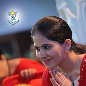 Jaya Kishori in Red Attire with Hands Folded in Prayer HD phone wallpaper
