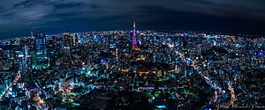 Tokyo Skyline at Night with Tokyo Tower Illuminated in Vibrant Colors HD wallpaper
