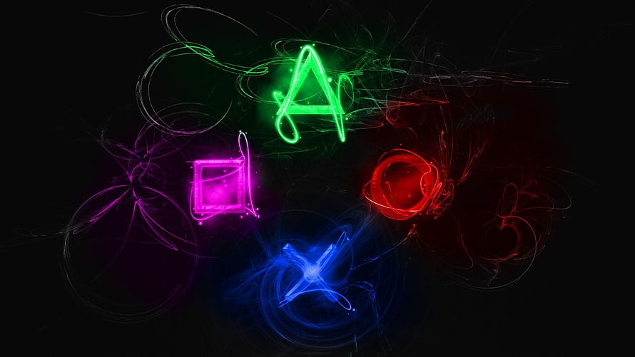 Neon Geometric Shapes with Glowing Trails on Black Background HD wallpaper