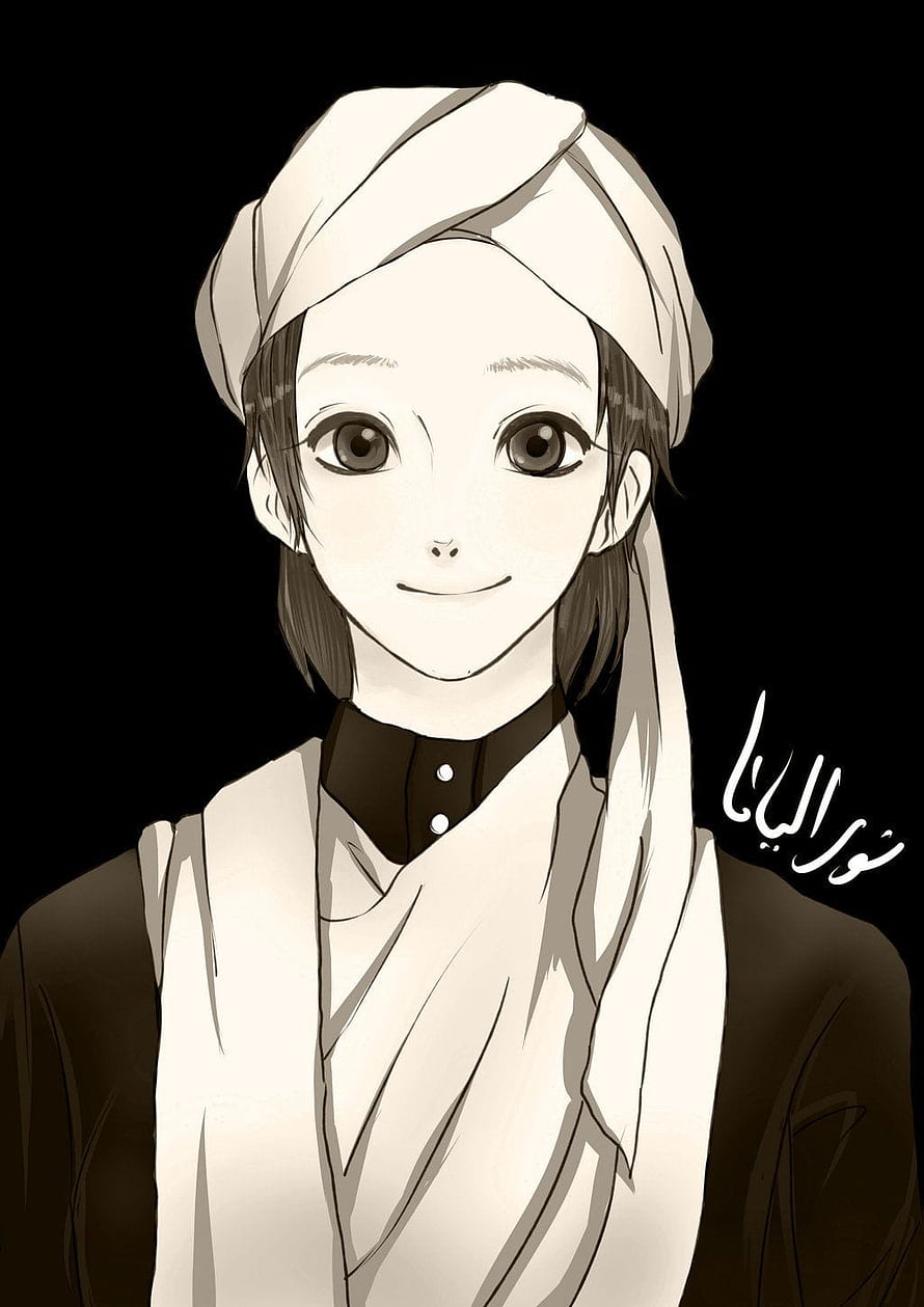 Anime Muslim Boy Wearing Traditional Turban and Robe in Sepia Tone HD phone wallpaper