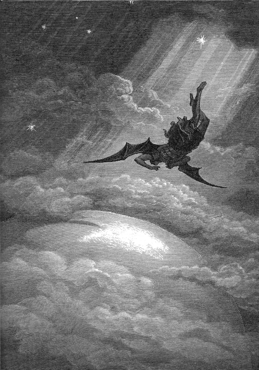 Gustave Doré Illustration of Lucifer Falling from Heaven in Paradise Lost HD phone wallpaper