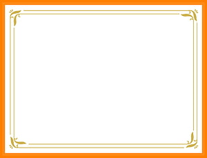 Elegant Gold Floral Corner Frame on White Background with Orange Border HD wallpaper