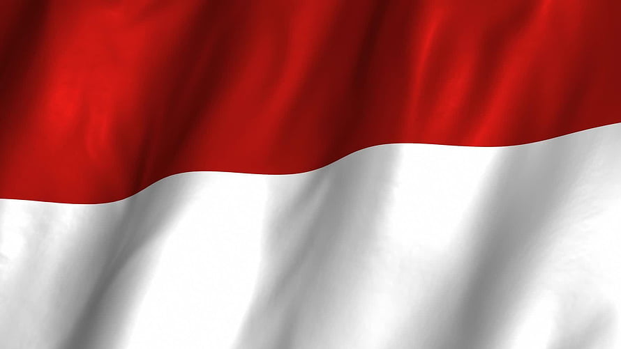 Indonesian National Flag Waving in the Wind with Red and White Horizontal Stripes HD wallpaper