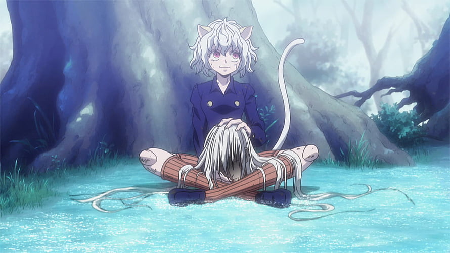 Neferpitou from Hunter x Hunter Sitting in a Misty Forest Pool HD wallpaper