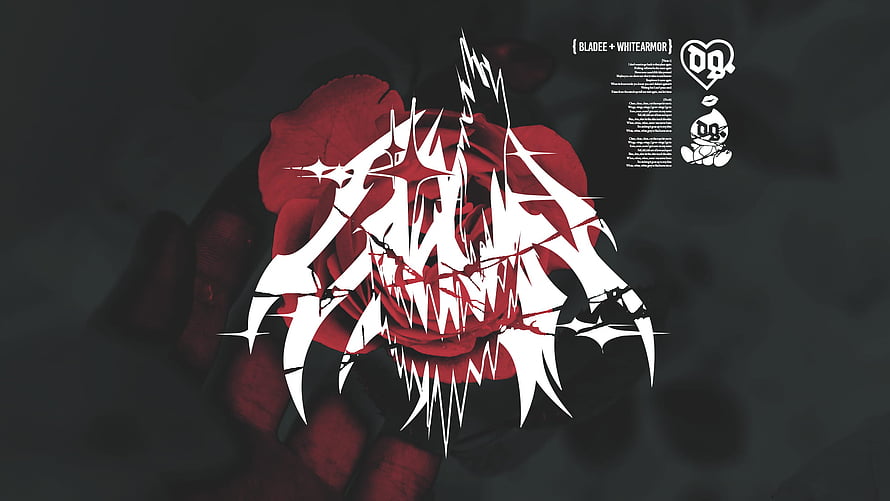 Bladee Whitearmor Album Artwork with Red Rose and Gothic Typography HD wallpaper