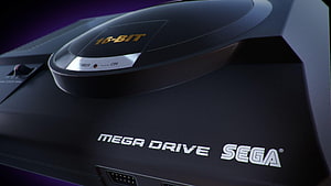 Sega Mega Drive 16-Bit Console Close-Up with Power Switch and Branding HD wallpaper