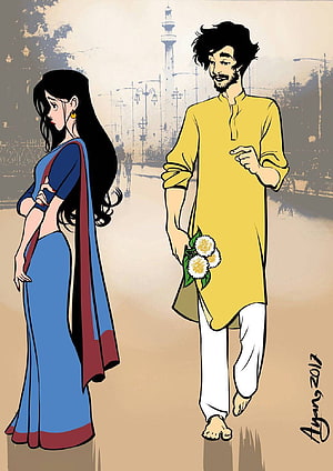 Himu and Rupa: A Romantic Bengali Couple in Traditional Attire HD phone wallpaper
