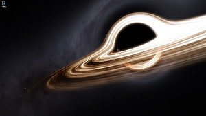 Gargantua Black Hole with Glowing Accretion Disk in Deep Space HD wallpaper