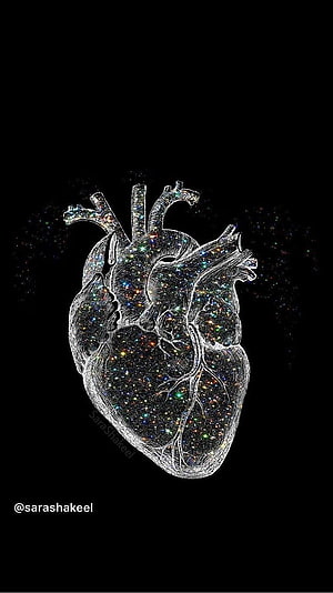 Anatomical Human Heart Rendered in Cosmic Starfield Against Black Background, Pin on Medical student, medical heart HD phone wallpaper