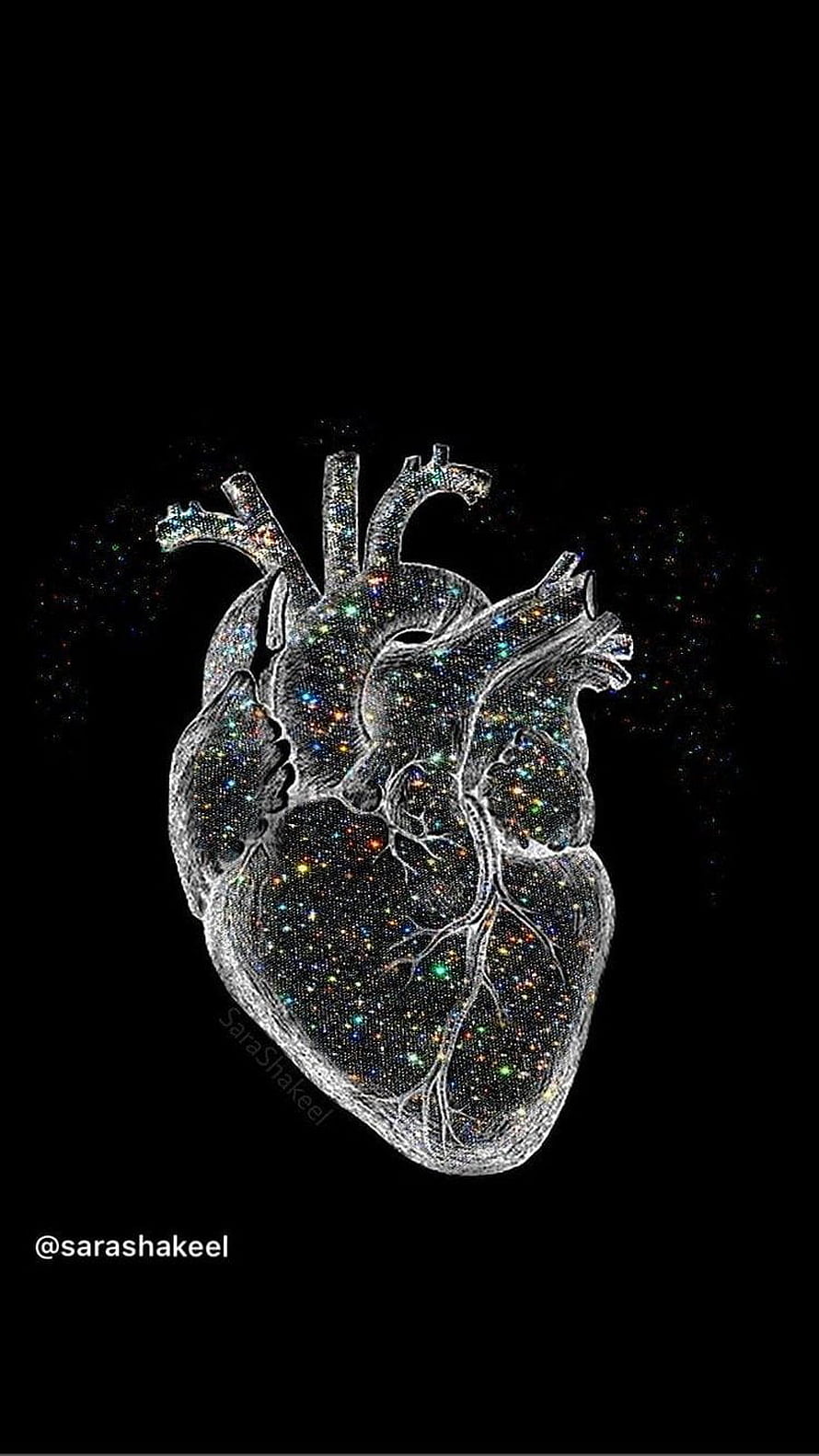 Anatomical Human Heart Rendered in Cosmic Starfield Against Black Background, Pin on Medical student, medical heart HD phone wallpaper