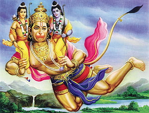 Hanuman Flying Through the Sky With Sita and Rama in Traditional Indian Art, The Fresh : New of Hanumanji, flying hanuman HD wallpaper
