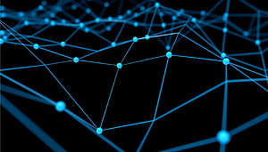 Abstract Blue Neural Network Node Connections on Black Background HD wallpaper