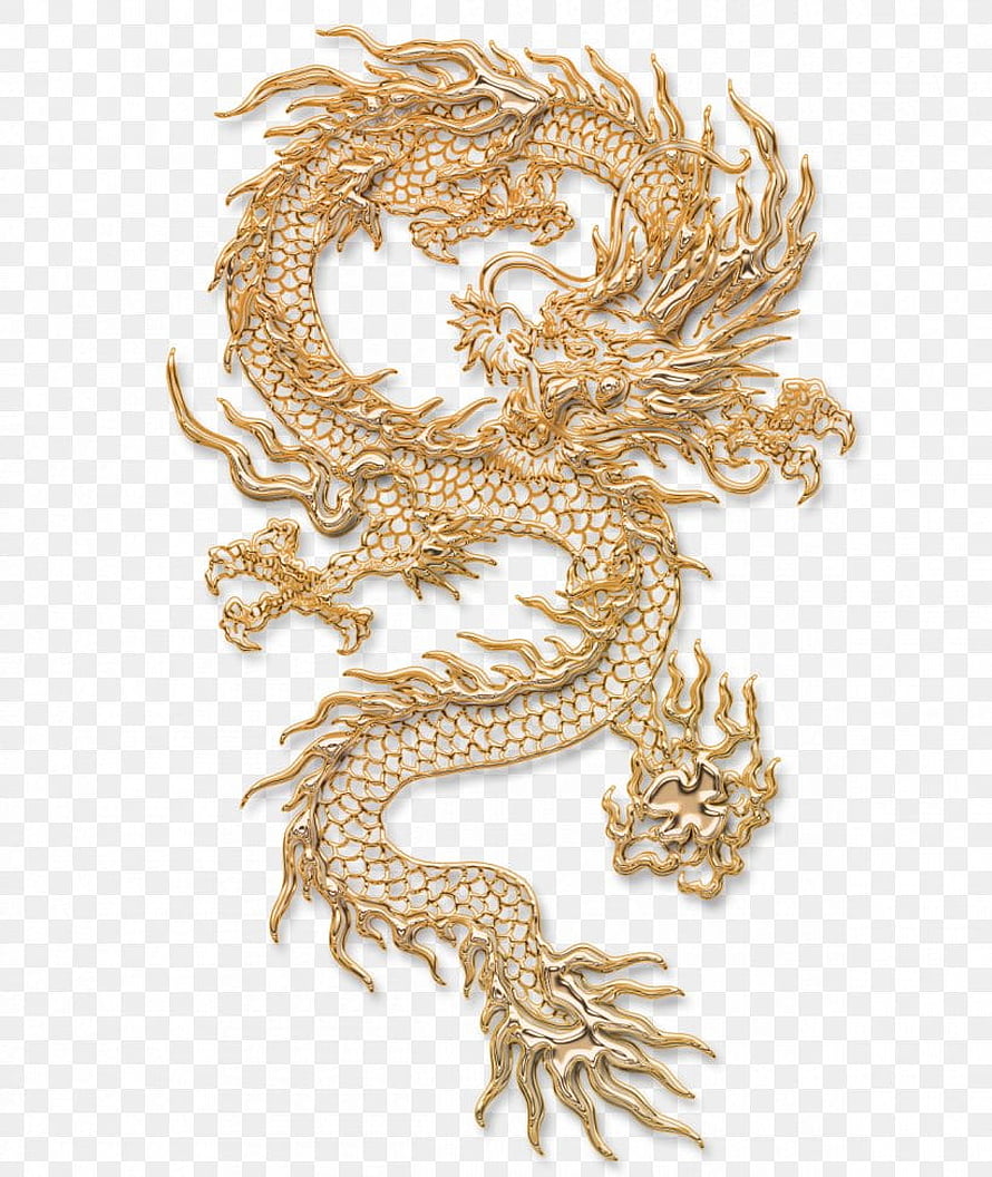 Golden Chinese Dragon Tattoo Design with Intricate Scales and Flowing Whiskers HD phone wallpaper