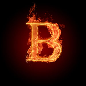 Flaming Letter B with Fiery Orange Flames on a Dark Background HD phone wallpaper