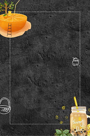 Chalkboard Menu Template with Summer Citrus and Bubble Tea Illustrations HD phone wallpaper