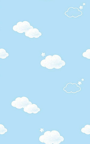 Pastel Blue Sky with Cute White Clouds and Stars Aesthetic Wallpaper HD phone wallpaper